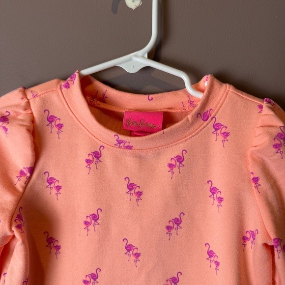 Lilly Pulitzer Mini Jansen Sweatshirt Peach Flamingo XS (2-3) - Picture 3 of 9